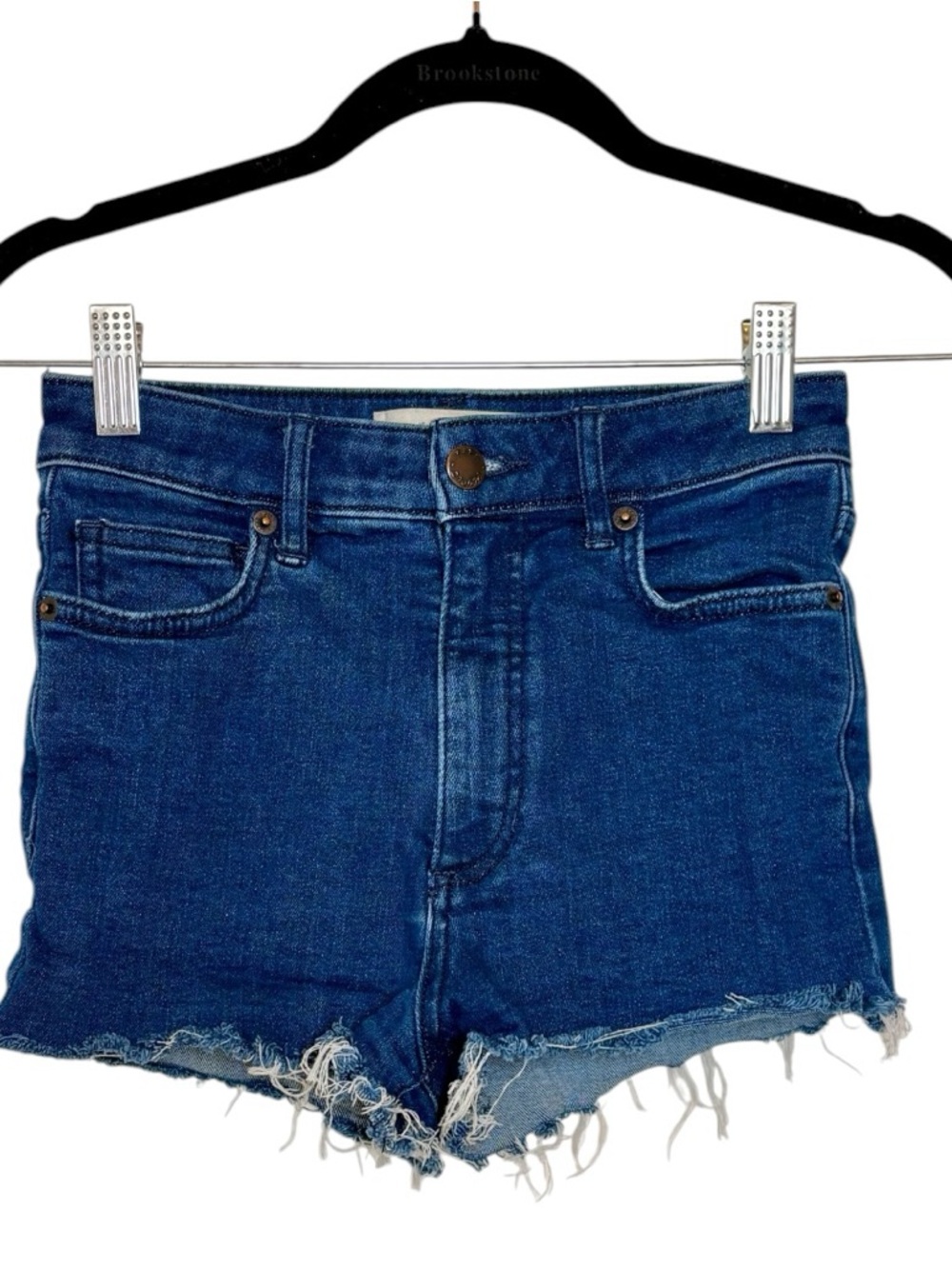 We The Free Blue Denim Cutoff Shorts Raw Hem High Rise Y2K Festival 25 - Picture 1 of 6